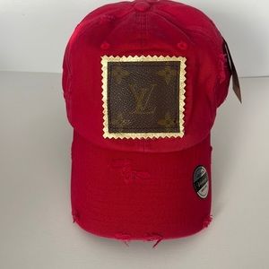 Up Cycled LOUIS VUITTON  patch Cap VINTAGE RED